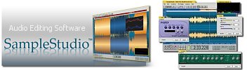 SampleStudio audio editing software, with several waveform windows